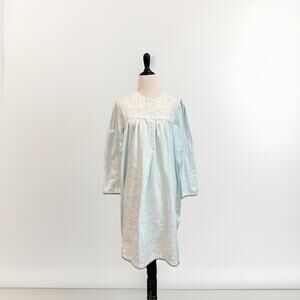 Miss Elaine Floral Nightgown Women’s Size Small Midi Lace Light Blue Pretty Warm